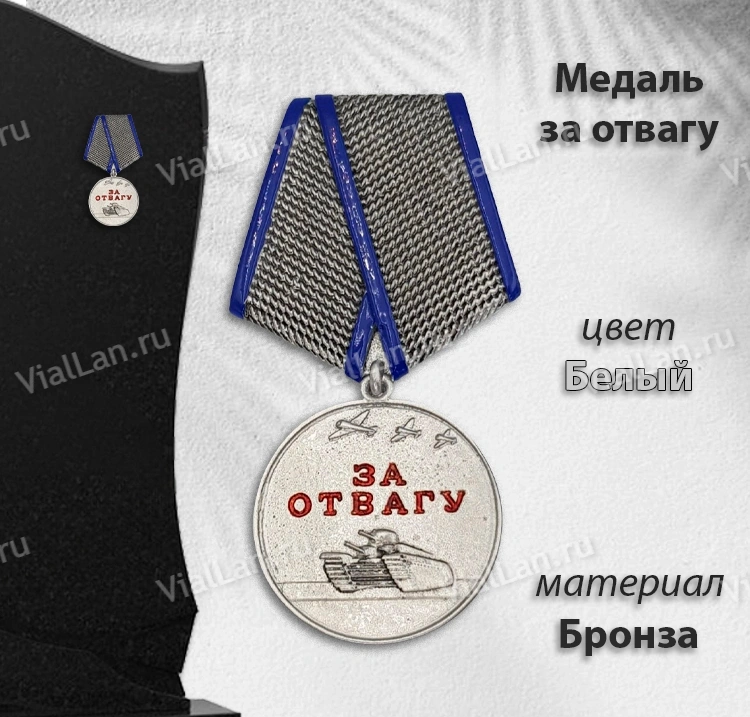 Медаль за отвагу (15 см, Бронза, цвет Белый) арт:1838