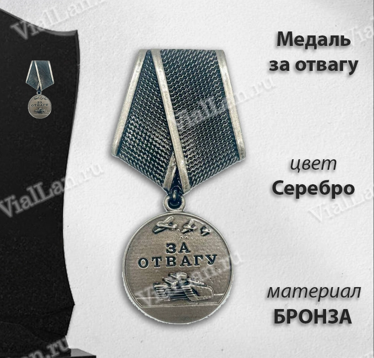 Медаль за отвагу (15 см, Бронза, цвет Серебро) арт:1676