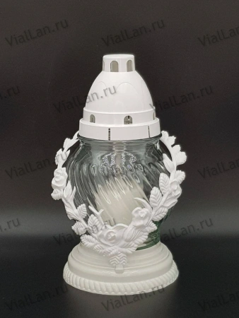 Лампада стеклянная Венок Z 02 (материал Пластик+Стекло, цвет белый) в упаковке 8 штук  арт:1958