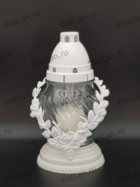 Лампада стеклянная Z 02 Венок (материал Пластик+Стекло, цвет белый) в упаковке 8 штук  арт:1958