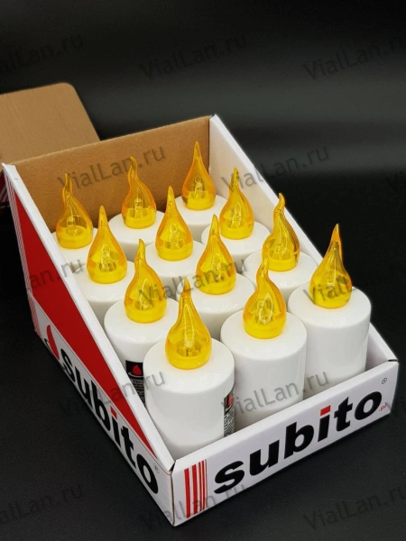 Свеча для лампады электрическая Subito 6 (Время горения 30 дней, в упаковке 12 шт.) арт:2011