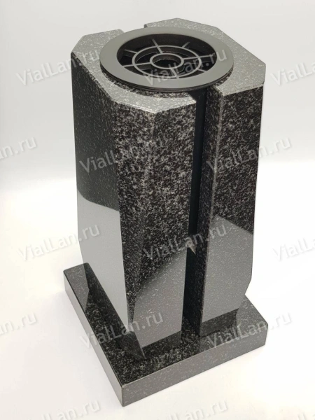 Ваза Бочка (28*15*15, гранит Габбро, с вкладышем, Карелия) арт:2085