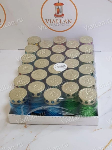 Лампада стеклянная С-100 (материал Пластик+Стекло) в упаковке 28 штук  арт:1930