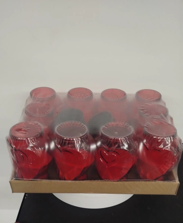 Лампада стеклянная Сердце красная (размер 25х10 см, корпус Сердце, колба красное стекло, пластик бронза, в упаковке 10 шт.) арт:2496