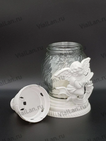 Лампада стеклянная 187 (материал Пластик+Стекло,  цвет белый) в упаковке 8 штук  арт:1951