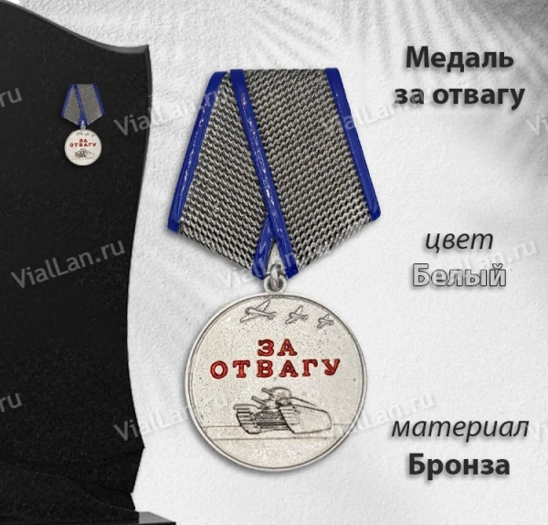 Медаль за отвагу (15 см, Бронза, цвет Белый) арт:1838
