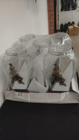 Лампада стеклянная Ветка Цветы GER-FAR (размер 34х15, корпус овал, колба прозрачное стекло, пластик бронза, Ветка цветы цвет золото, в упаковке 5 шт.) арт:2477