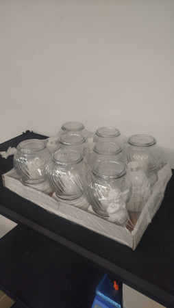 Лампада стеклянная Ангелок Белый (размер 20х10, корпус шаровидный, колба прозрачное стекло, пластик белый, Ангел цвет белый, в упаковке 8 шт.) арт:2524