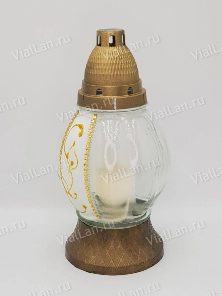 Лампада Стеклянная Z 318 (материал Стекло+Пластик, цвет Золото) в упаковке 6 штук  арт:2036