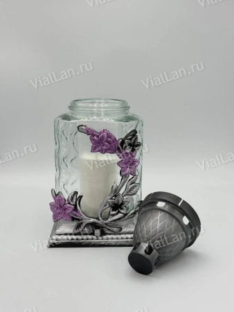 Лампада стеклянная Z 379 (материал Пластик+Стекло, цвет Серебро, в упаковке 6 штук) арт:1982