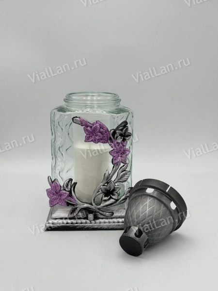 Лампада стеклянная Z 379 (материал Пластик+Стекло, цвет Серебро, в упаковке 6 штук) арт:1982