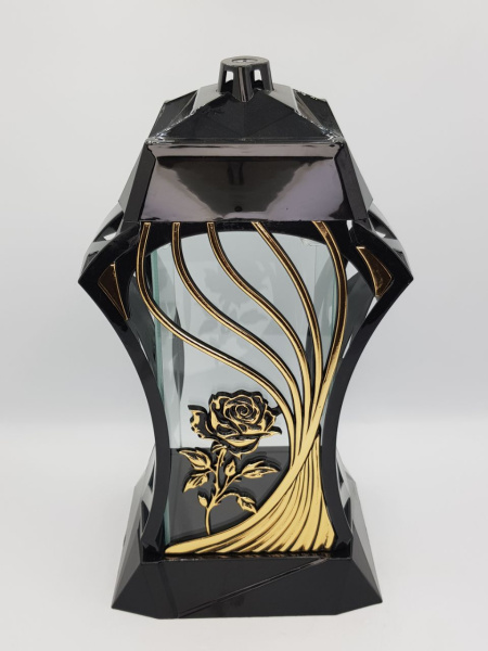 Лампада стеклянная Роза золото Bis (размер 37x20х16, корпус трапецевидный, колба плоское прозрачное стекло, пластик черный, Роза золото, в упаковке 6 шт.) арт: 2459