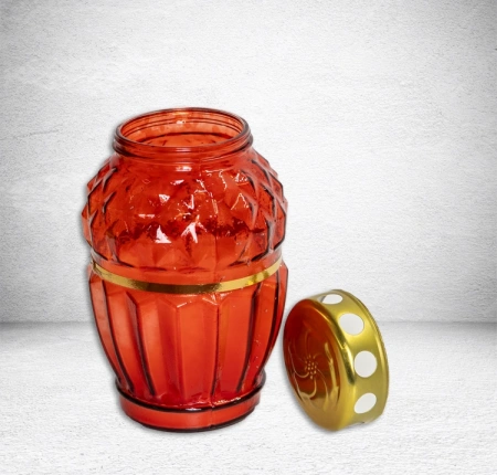 Лампада стеклянная Овал микс Znicz  Lo 7(размер 18х10, корпус овал, колба прозрачное цветное стекло, в упаковке 9 шт.) арт:2486