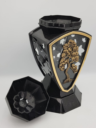 Лампада стеклянная Щит золото Bis (размер 39х20х20, корпус трапецевидный, колба плоское прозрачное стекло, пластик черный, Дерево золото, в упаковке 6 шт.)арт:2553