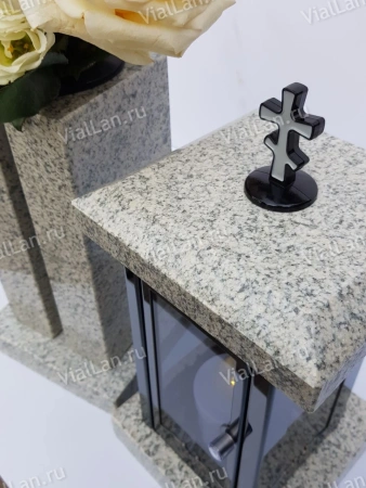 Лампада Гранд (гранит Мансуровский, корпус черный, нержавеющая сталь) арт:1837