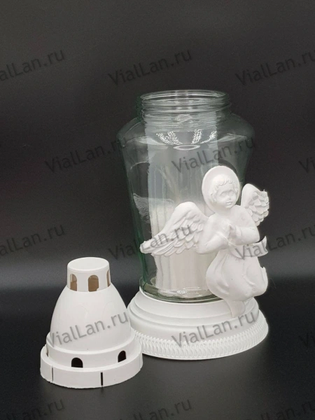 Лампада стеклянная K3 (материал Пластик+Стекло, цвет белый) в упаковке 7 штук  арт:1953