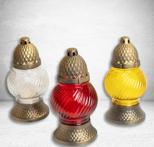 Лампада стеклянная Шар микс (размер 22х10,5, корпус шаровидный, колба прозрачное цветное стекло, пластик бронза, в упаковке 6 шт.) арт:2537