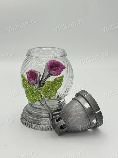 Лампада Стеклянная Z 435 кала (материал Стекло+Пластик, цвет Серебро) в упаковке 8 штук  арт:2031