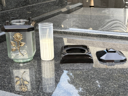 Лампада стеклянная, свеча вкладыш, Prima mini 1 Чёрная (20*12*12 см, Роза золото) упаковка 6 шт. арт:2974