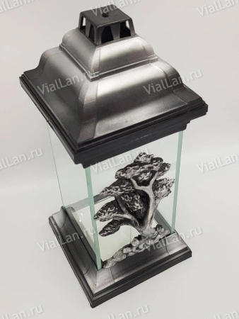 Лампада стеклянная Дерево Znicz (32*14*14, корпус прямоугольный, колба плоское стекло, пластик серебро, Дерево серебро, в упаковке 4 шт.)  арт:1851