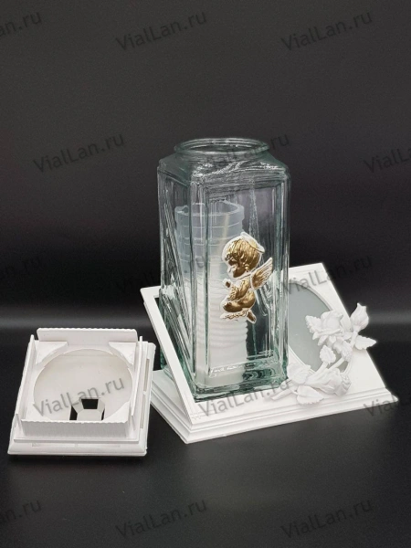 Лампада стеклянная ZC-2 ангел (25*18*18, материал Пластик+Стекло, цвет белый) в упаковке 5 штук  арт:1904