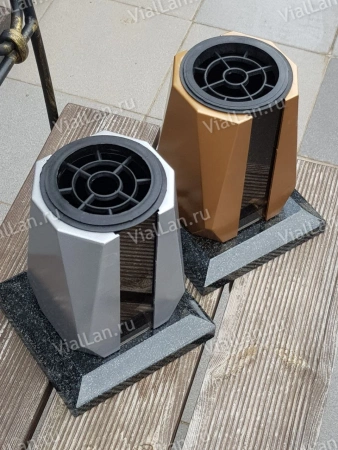 Ваза Бочка алюминиевая (гранит Габбро, цвет Серебро, с вкладышем) арт:1786