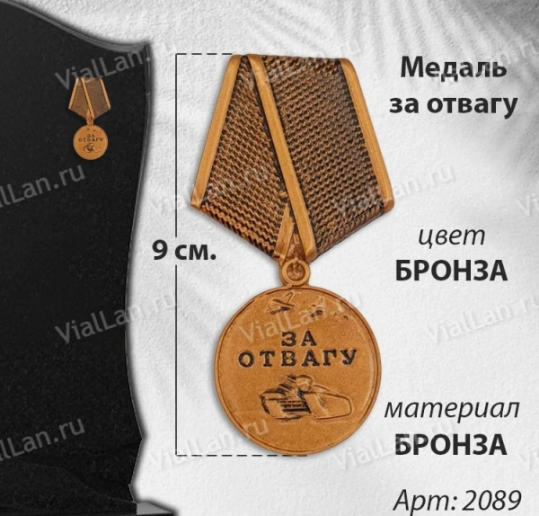 Медаль за отвагу (9 см, Бронза, цвет Бронза) арт:2089