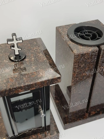 Лампада Гранд (гранит Дымовский, корпус черный, нержавеющая сталь) арт:1834