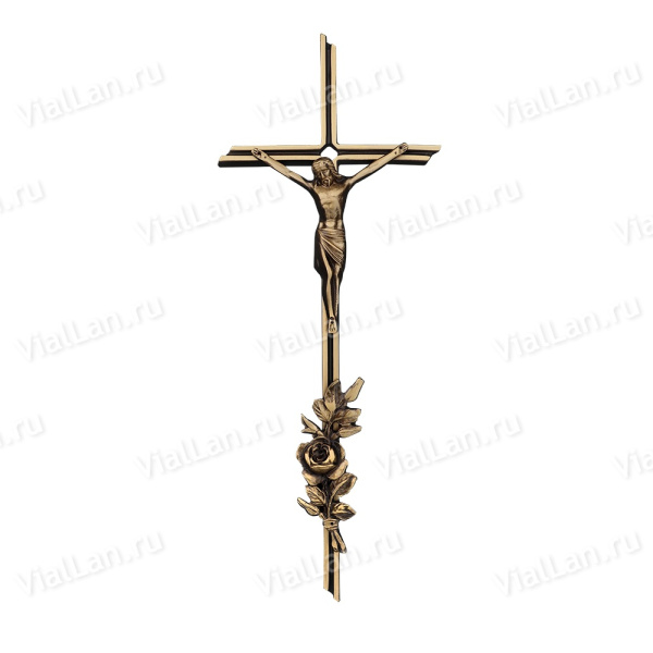 Крест K19 P5 D4 (38*15, Бронза, цвет Темное золото, Католический) арт:840