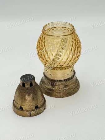 Лампада стеклянная U 354 (Материал Пластик+Стекло, цвет Золото) в упаковке 12 штук  арт:2022