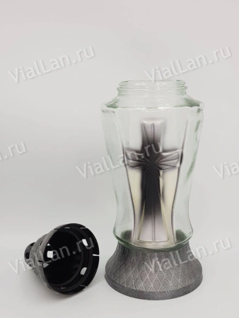 Лампада стеклянная 397 (30*11*11, материал Пластик+Стекло, цвет серебро) в упаковке 8 штук  арт:1917