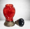 Лампада стеклянная Сердце красная (размер 25х10 см, корпус Сердце, колба красное стекло, пластик бронза, в упаковке 10 шт.) арт:2496