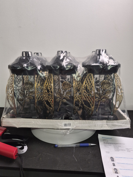 Лампада стеклянная Роза золото KWIAT (размер 26х12х12, корпус прямоугольный, колба плоское прозрачное стекло, пластик черный, Роза золото, в упаковке 6 шт.) арт:2522