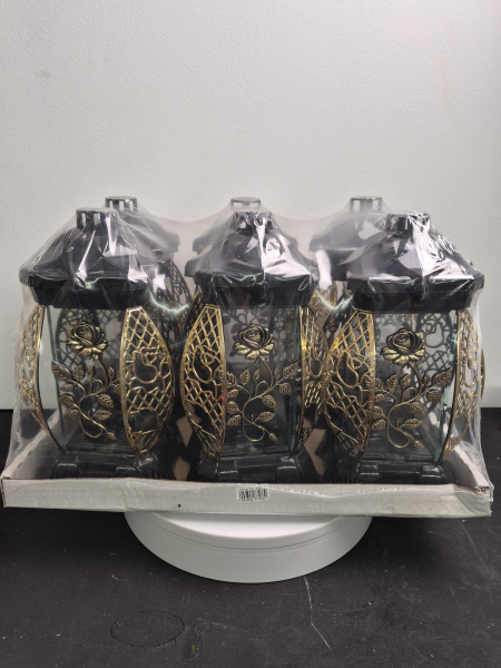 Лампада Пышная Роза золото KWIAT (размер 26х12х12, корпус прямоугольный, колба плоское прозрачное стекло, пластик черный, Пышная Роза Золото, в упаковке 6 шт.  арт:2519