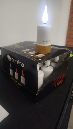 Свеча лампады электрическая Cortina желто-белая (в упаковке 12 шт.) арт:2446