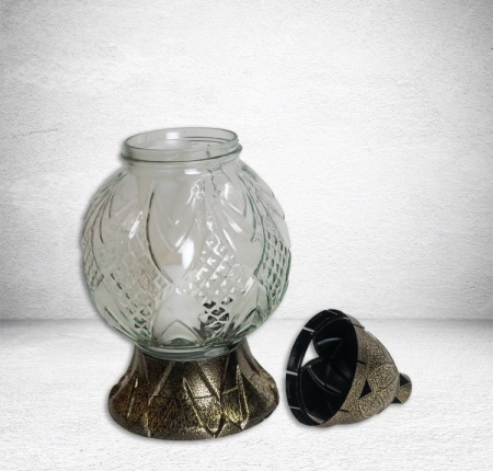 Лампада стеклянная Шар GER-FAR (размер 32х15, корпус шаровидный, колба рифленое прозрачное стекло, пластик бронза, в упаковке 2 шт.) арт:2528