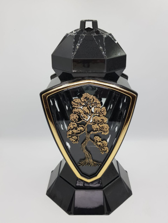 Лампада стеклянная Щит золото Bis (размер 39х20х20, корпус трапецевидный, колба плоское прозрачное стекло, пластик черный, Дерево золото, в упаковке 6 шт.)арт:2553