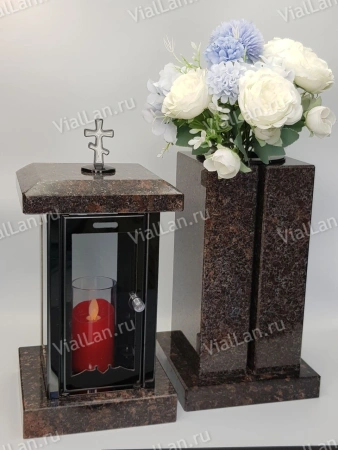 Лампада Гранд (гранит Дымовский, корпус черный, нержавеющая сталь) арт:1834