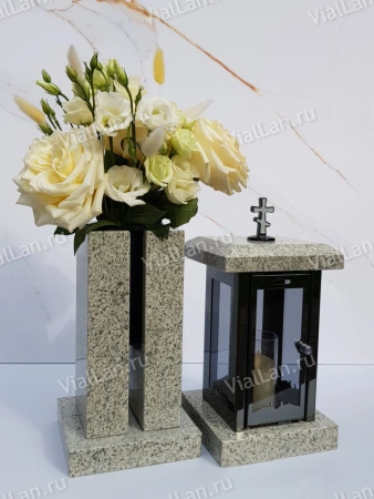 Лампада Гранд (гранит Мансуровский, корпус черный, нержавеющая сталь) арт:1837