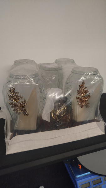 Лампада стеклянная Ветка розы золото GER-FAR (размер 34,5х15", корпус капля, колба прозрачное стекло, пластик бронза, Роза Ветка, цвет золото, в упаковке 5 шт.) арт:2476