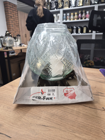 Лампада стеклянная Шар GER-FAR (размер 32х15, корпус шаровидный, колба рифленое прозрачное стекло, пластик бронза, в упаковке 2 шт.) арт:2528