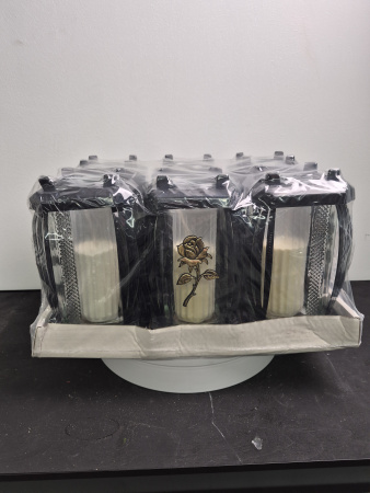 Лампада стеклянная Роза квадратная Prima 3 (24*12*12, материал Пластик+Стекло,  цвет черный) в упаковке 6 штук  арт:2540