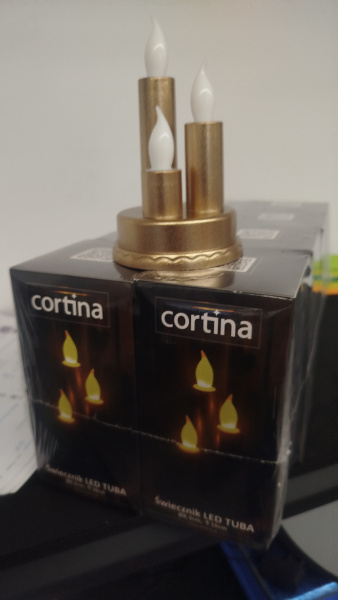 Свеча лампады электрическая Cortina 3 свечи в стакане (Цвет золото, в упаковке 8 шт.) арт:2439