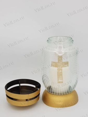 Лампада стеклянная 3S 04 Kryz Bolsius (25*10*10, материал Пластик+Стекло, цвет золото) в упаковке 6 штук  арт:1912