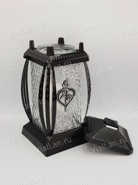 Лампада стеклянная Prima 1 сердце (материал Пластик+Стекло, цвет Черный, в упаковке 6 штук) арт:1986