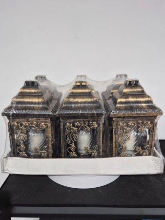 Лампада пластиковая Домик виноградная лоза KAT (размер 25*15 см, корпус домик, пластик бронза, Ангел, Виноградная лоза, в упаковке 6 шт.) арт:2544