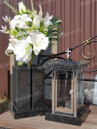 Лампада Гранд (гранит Габбро Карелия, корпус нержавеющая сталь) арт:1726