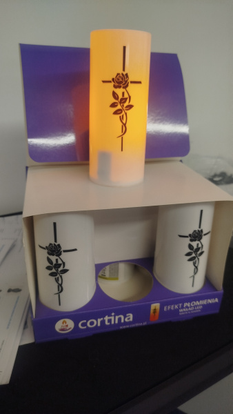 Свеча лампады электрическая Cortina Роза принт(Цвет Белый, срок горения 30 дней, в упаковке 6 шт.) арт:2441