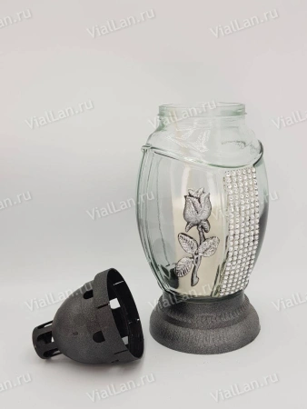 Лампада стеклянная 087 (30*11*11, материал Пластик+Стекло, цвет серебро) в упаковке 6 штук  арт:1903