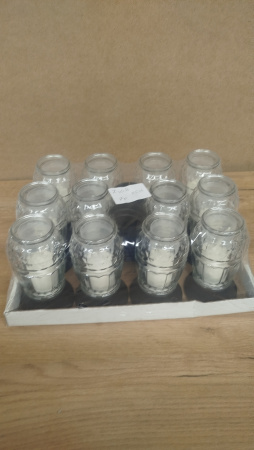 Лампада стеклянная Белая Znicz (размер 26х9, корпус Овал, колба прозрачное стекло, пластик черный, в упаковке 12 шт.) арт:2516